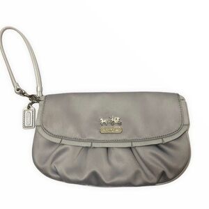 Coach gray satin evening wristlet clutch bag